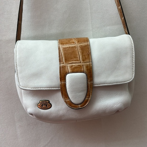 Etienne Aigner Handbags - Etienne Aigner unique Vintage White/crème with Croc Embossed strap‎ (550)